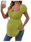 Blusa de Maternidade MakeMeChic Gola Quadrada Manga Curta Verde