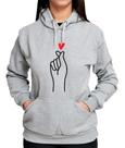 Blusa de Moletom Branco BTS Coraçãozinho Com Capuz