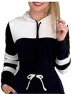Blusa de moletom feminina jaqueta moda blogueira top dual Collor