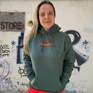 Blusa de Moletom HGMR Canguru Feminina Verde Musgo e Laranja Blusa de Moletom HGMR Canguru Feminina Verde Musgo e Laranja