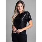 Blusa De Paete Transparente Preta Sawary Fashion