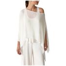 Blusa de poncho de malha transparente de um ombro transparente para mulher