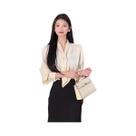 Blusa De Seda Branca Com Manga Longa E Decote Em V Para Mulheres, Top Elegante Para Escritório Com