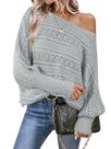 Blusa de suéter feminina Cakulo, sem ombros, outono de 2024, cinza, S