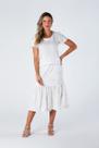 Blusa de Tecido Bordado Decote Redondo e Manga Franzida Off White Sara