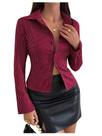 Blusa de trabalho feminina listrada de manga comprida da Shirt SweatyRocks
