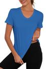 Blusa de treino KevaMolly Forever Blue com decote em V UPF50+ para mulheres