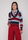 Blusa de Tricot Botonê Listrada com Gola Ampla Vermelho e Azul Salvatore Blusa de Tricot Botonê Listrada com Gola Ampla Vermelho e Azul Salvatore