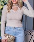 Blusa de tricot com decote gota Blusa de tricot com decote gota