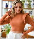 Blusa de tricot com manga princesa Blusa de tricot com manga princesa