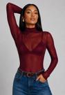 Blusa de Tule Gola Alta Manga Longa Vinho Salvatore