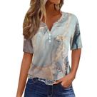 Blusa de verão COTECRAM para mulheres de manga curta e decote em V