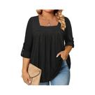 Blusa De Verão plus Size Em Cor Sólida Com Decote Quadrado 1XL-5XL Camisa Casual Feminina Fashion