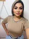 Blusa de Viscolaycra Com Pedraria na Frente E Detalhe Frontal