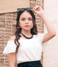 Blusa de viscolinho com elástico nos ombros