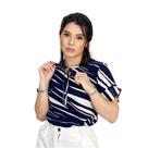 Blusa de Viscose Estampada com Gola Ajustável TM P
