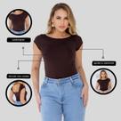 Blusa Decote Costa Nua Baby Tee Liso Suplex Manga Curta Feminina