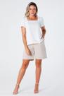 Blusa Decote Quadrado e Manga Franzida Crepe Cloé Off White