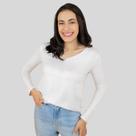 Blusa decote V Branca Segunda Pele Branca