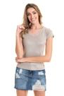 Blusa decote V em Ribana Flame e Tiras Costa