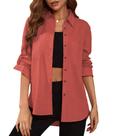 Blusa Deer Lady Button Down com decote em V e manga comprida para mulheres