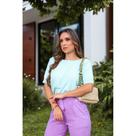Blusa despojada com manga decote redondo