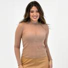 Blusa Doce Trama de Tule Manga Longa Feminina
