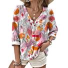 Blusa domirica Boho Floral Oversized Button Feminina Poliéster Blusa domirica Boho Floral Oversized Button Feminina Poliéster