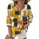 Blusa domirica Boho xadrez para mulheres com decote em V plus size Blusa domirica Boho xadrez para mulheres com decote em V plus size