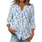Blusa domirica feminina com estampa floral com decote em V, manga 3/4 Blusa domirica feminina com estampa floral com decote em V, manga 3/4