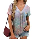 Blusa Domirica Floral Estilo Japonês com Decote em V Feminina S-3XL