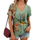 Blusa domirica japonesa com estampa de guindaste com decote em V para mulheres 2026 Blusa domirica japonesa com estampa de guindaste com decote em V para mulheres 2026