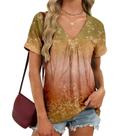 Blusa domirica japonesa com estampa de guindaste feminina com decote em V, manga 3/4