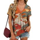Blusa domirica, túnica japonesa com estampa de pássaros, decote em V, GG