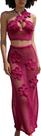 Blusa e saia femininas Outfit RanRui em 3D em crochê com flores Blusa e saia femininas Outfit RanRui em 3D em crochê com flores