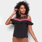 Blusa Eagle Rock Rendada Babado Feminina Blusa Eagle Rock Rendada Babado Feminina