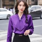 Blusa elegante social manga longa tamanho m cor roxo