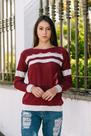 Blusa em trico com listras e detalhes - vinho