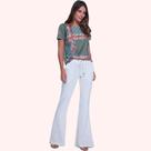 Blusa Estampa Patchwork Detalhe Pence - Moda Casual Chic Blusa Estampa Patchwork Detalhe Pence - Moda Casual Chic