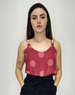 Blusa Estampada Alça com Argola e Renda