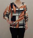 Blusa Estampada de Viscose Manga 3/4 com Decote em V