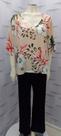 Blusa estampada em viscose decote V com manga .cor unica tam 44