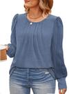 Blusa Eytino Plus Size para mulheres, manga comprida, azul marinho, 2X