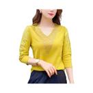 Blusa Feminina 4XL Com Decote Em V, Manga Curta, Lantejoulas E Bordado De Renda, Moda Primavera