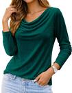 Blusa feminina AEQUEM 2025, veludo, gola alta, manga comprida, verde