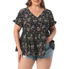 Blusa feminina Agnes Orinda plus size com estampa floral e decote em V 3X Blusa feminina Agnes Orinda plus size com estampa floral e decote em V 3X