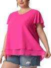 Blusa feminina Agnes Orinda plus size de chiffon de dupla camada Blusa feminina Agnes Orinda plus size de chiffon de dupla camada
