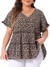 Blusa feminina Agnes Orinda, tamanho grande, estampa floral, decote em V, 5X Blusa feminina Agnes Orinda, tamanho grande, estampa floral, decote em V, 5X