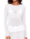 Blusa feminina AKEWEI de malha transparente de manga comprida, branca, tamanho GG