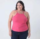 Blusa Feminina Alcinha Canelada sem Manga Rosa 48